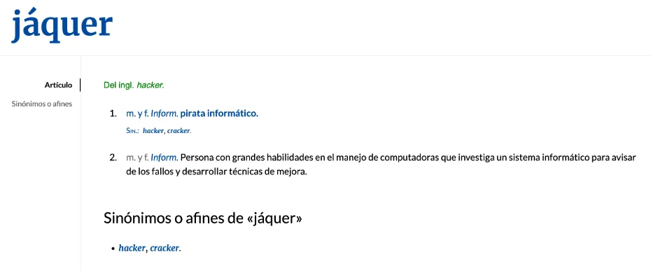 Definición de jáquer de la RAE